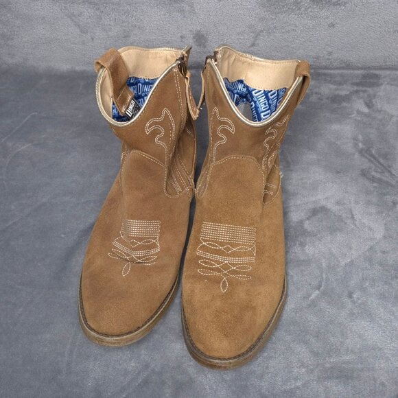 Dingo Brown Suede Ankle Cowboy Boots 11M Embroidered Zipper Closure Imperfect - Picture 9 of 9